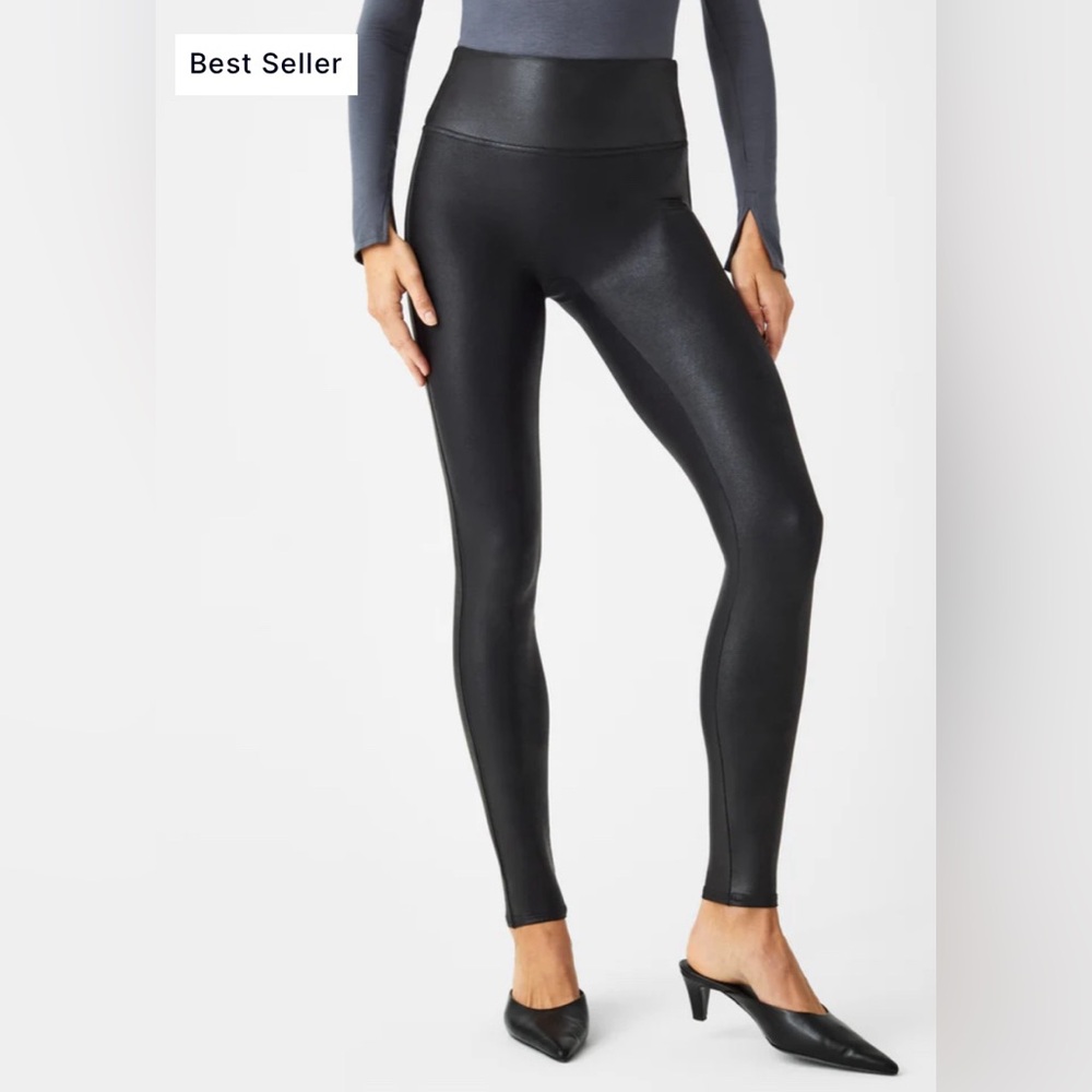 LIKE NEW- SPANX Faux Leather Leggings - size M